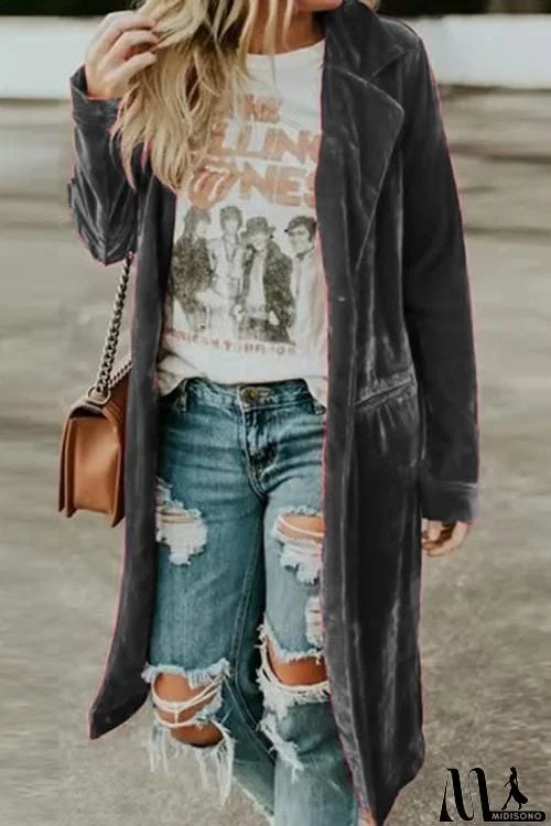 MidiSono - Velvet Pocket Long Coat