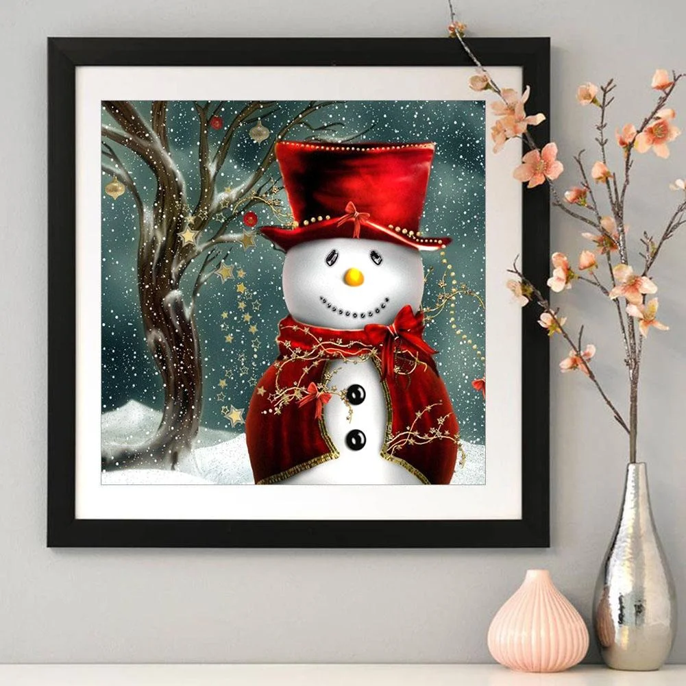 Diamond Painting - Full Round Drill - Christmas Snowman(30*30cm)