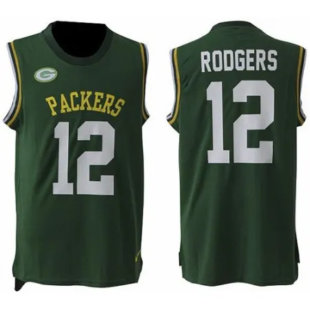 Packers #12 Aaron Rodgers Green Team Color Men's Stitched NFL Limited Tank Top Jersey