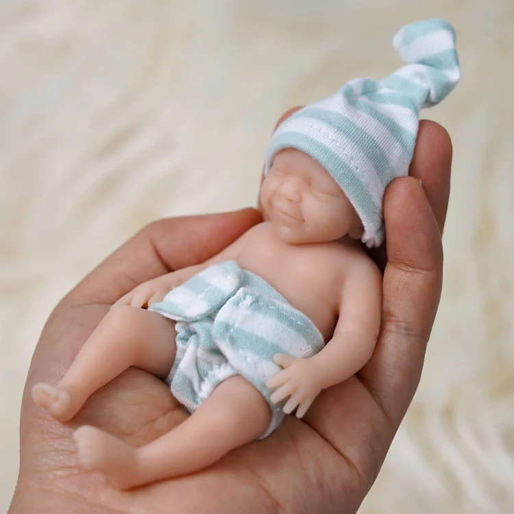 Mire & Mire 7 Miniature Reborn Baby Dolls Silicone Full Body Baby Soft Skin Mini Realistic Newborn Baby Dolls Real Life Tiny Baby Doll with Feeding
