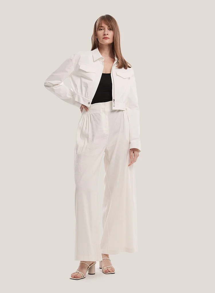 Dual Pocket 100% Cotton Cropped Shirt