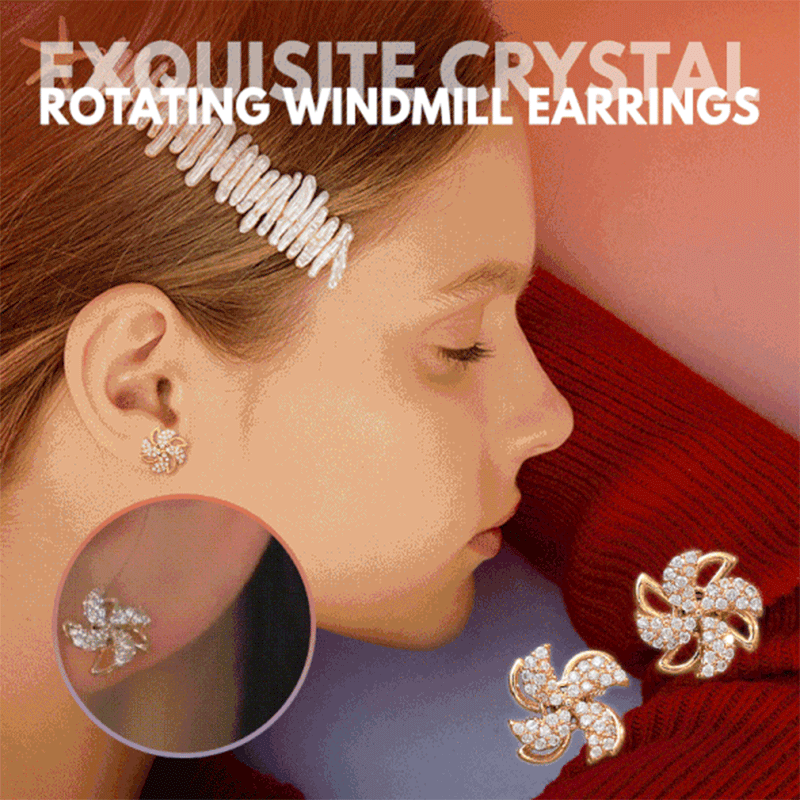Exquisite Crystal Rotating Windwill Earring&Necklace Jewelry