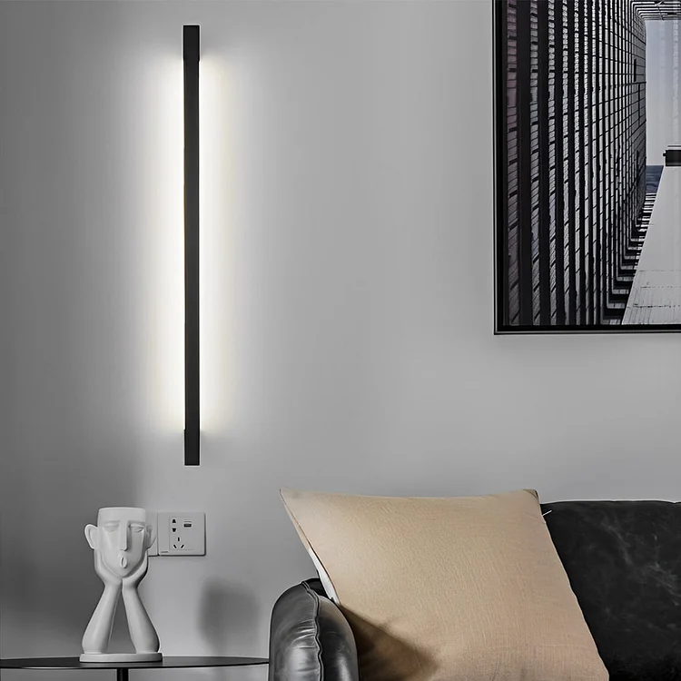 Minimalist Strip Three Step Dimming LED Black Postmodern Wall Lamp - Appledas