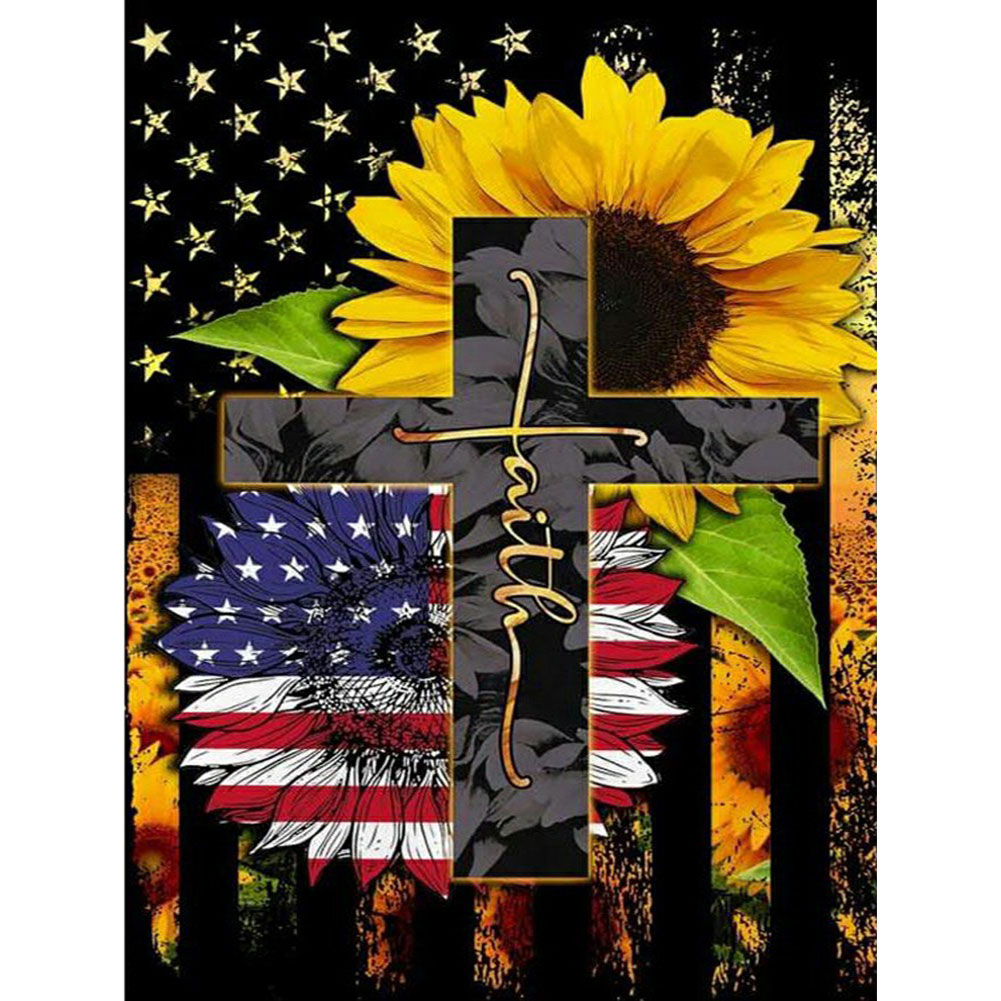 

Sunflower Cross - Square Drill Diamond Painting - 50*60CM (Big Size), 501 Original