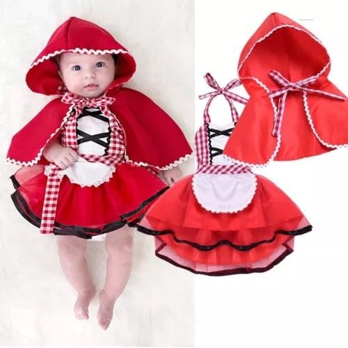 Christmas Baby Girl Tulle Red Hoodie Cape Cloak Dress