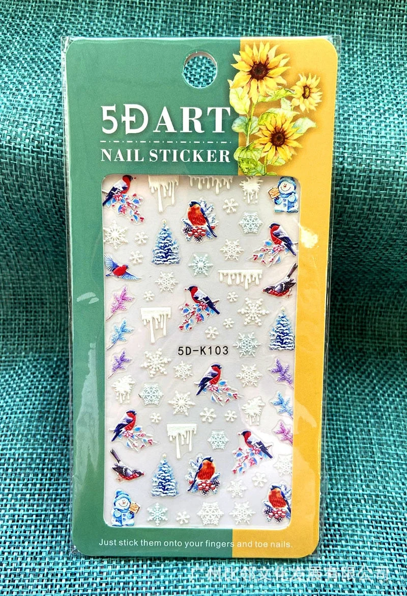 5D Acrylic Nail Sticker Engraved White Snowflakes Flower Sliders Embossed Lace Wedding Nail Art Design Monogram Decals Manicure-Nail Inspo