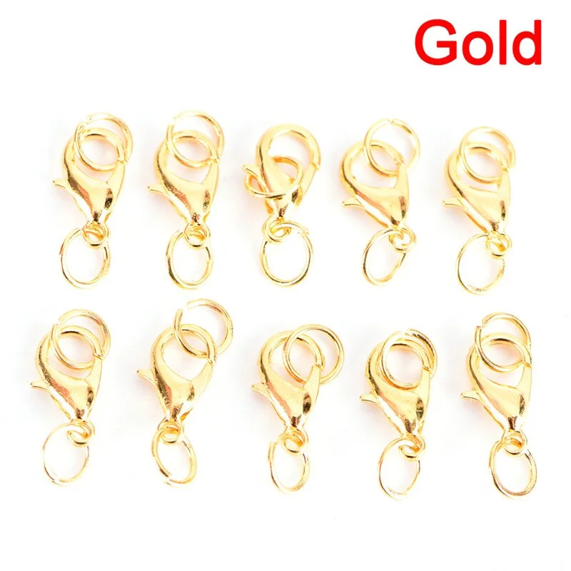 20Pcs Boho Style Lobster Claw Clasps Split Ring Jump Rings Making Hook Beads Crimp End Spring Necklace Snap Chains Connector Set