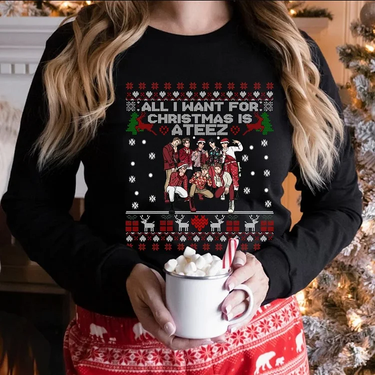 ATEEZ Christmas Cartoon Sweatshirt officialateezshop