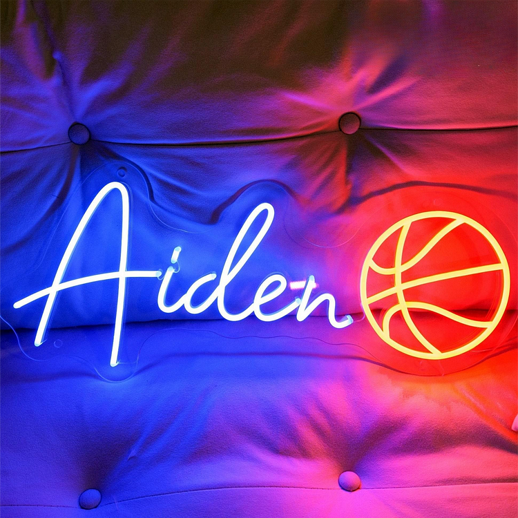 Blanketcute-Personalized 100% Handmade Basketball LED Neon Sign with Your Kid's Name