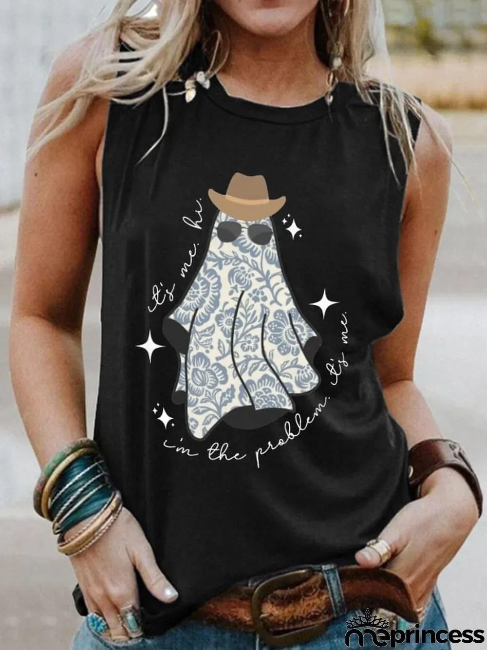 Ghost It's Me, Hi, I'm The Problem, It's Me Print Tank Top