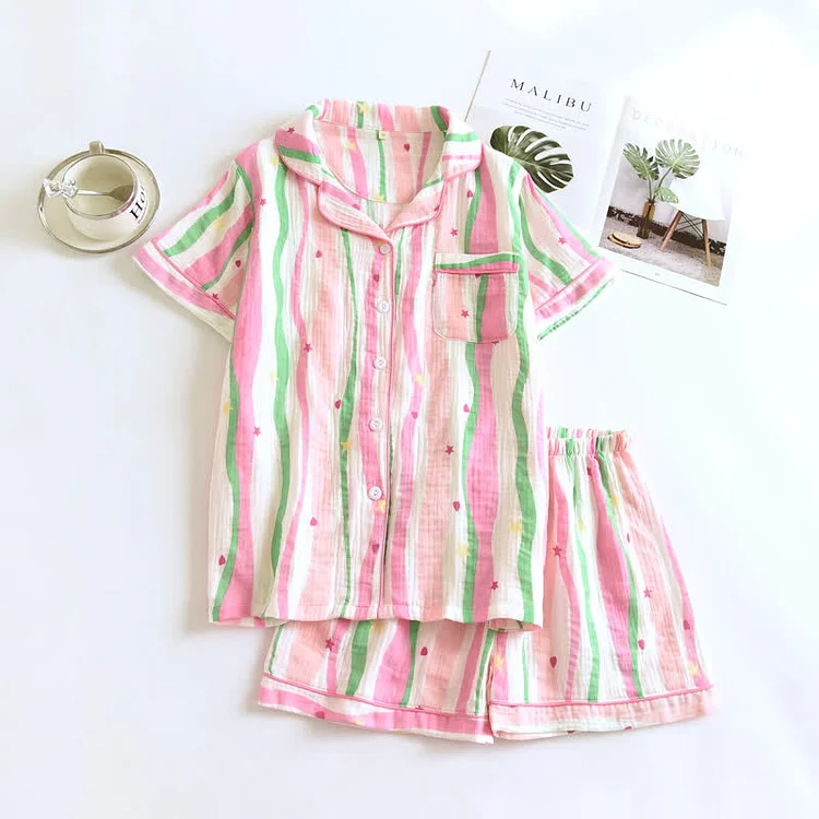Cotton Gauze Art Line Nightwear Radinnoo.com