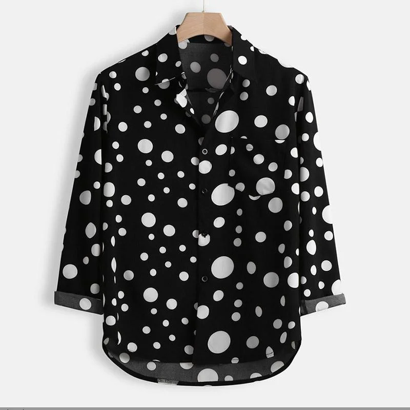 Men's Polka Dot Print Front Short Back Long Shirts