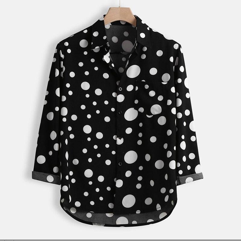 Men's Polka Dot Print Front Short Back Long Shirts