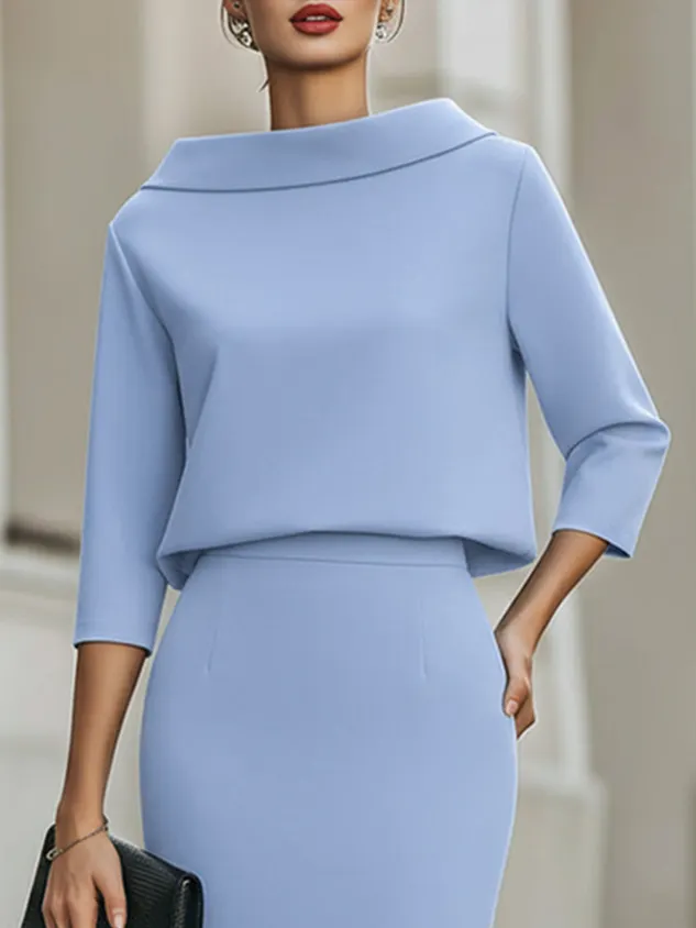 Elegant Plain Shawl Collar Blouse mysite idetrend
