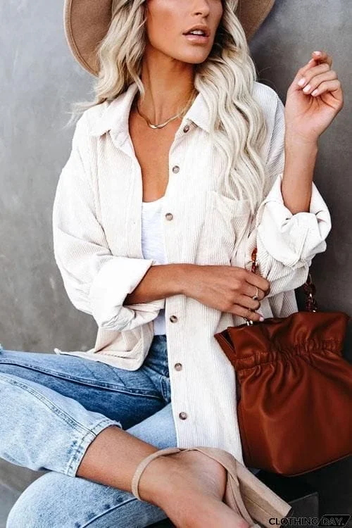 Cool Corduroy Casual Coat Top