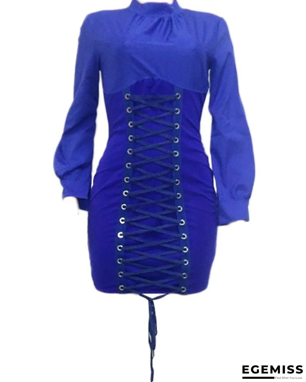 Grommet Lace-up Lantern Sleeve Bodycon Dress | EGEMISS