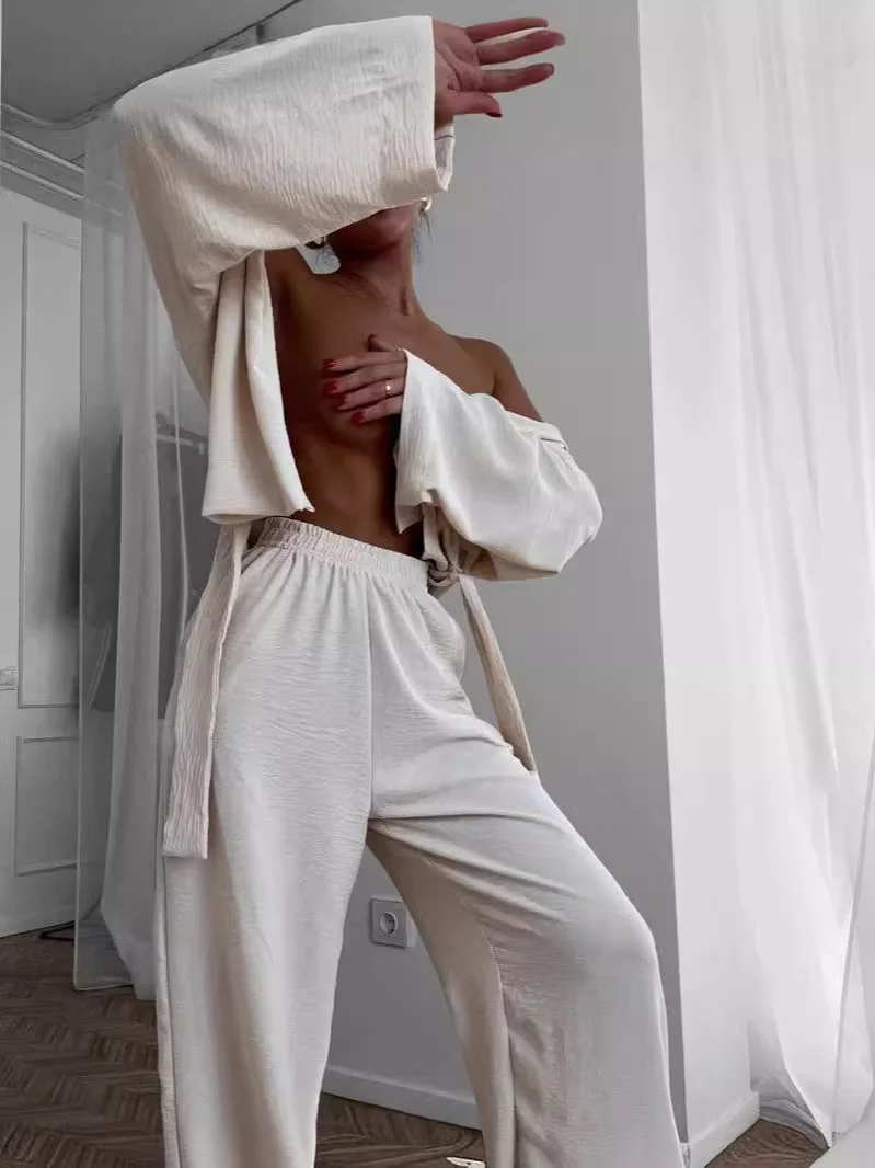 Nigikala Nigikala Women's Loose Comfortable Nine-Sleeve Trousers Pyjamas Two Sets Of Homewear Women