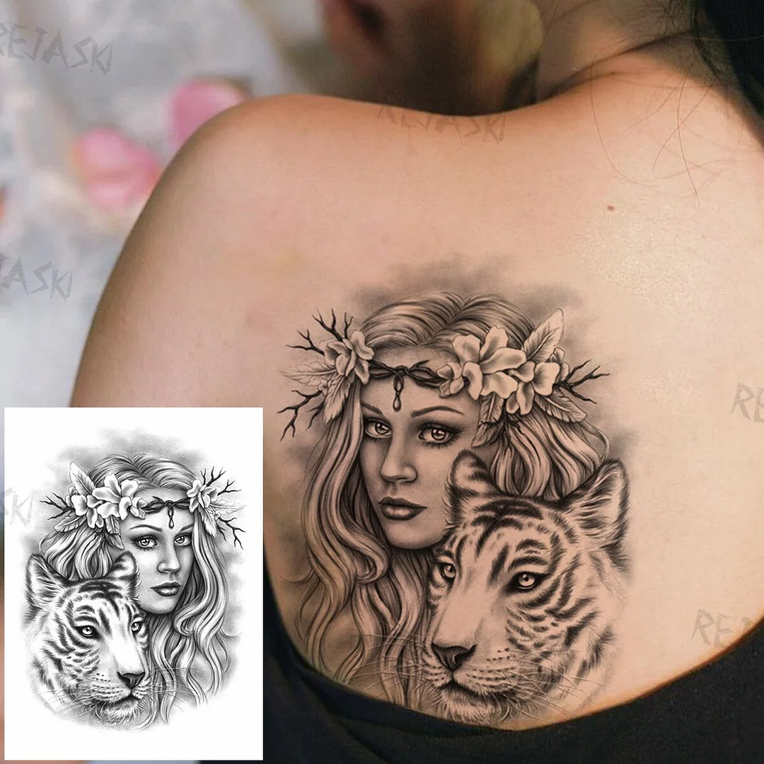 Sdrawing Butterfly Rose Flower Temporary Tattoos For Women Men Leopard Reindeer Henna Clown Fake Tatoos Waterproof Tattoo Stickers