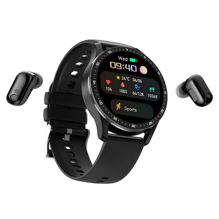 2 IN 1 SMARTWATCH WITH EARPHONES (FOR IPHONE AND ANDROID)--FREE SHIPPING