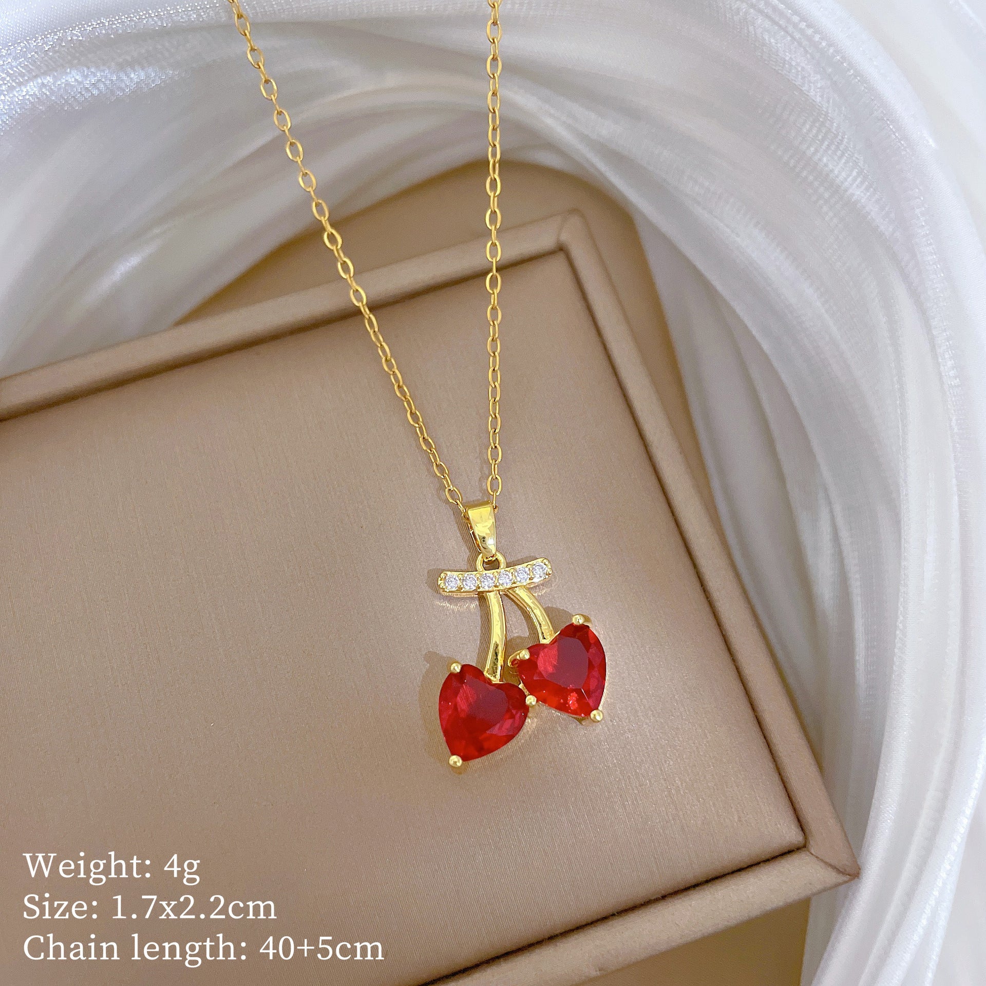 Copper Micro-Inlaid Heart Fashion Gorgeous Full Diamond Necklace Women’S Versatile Clavicle Chain Titanium Steel