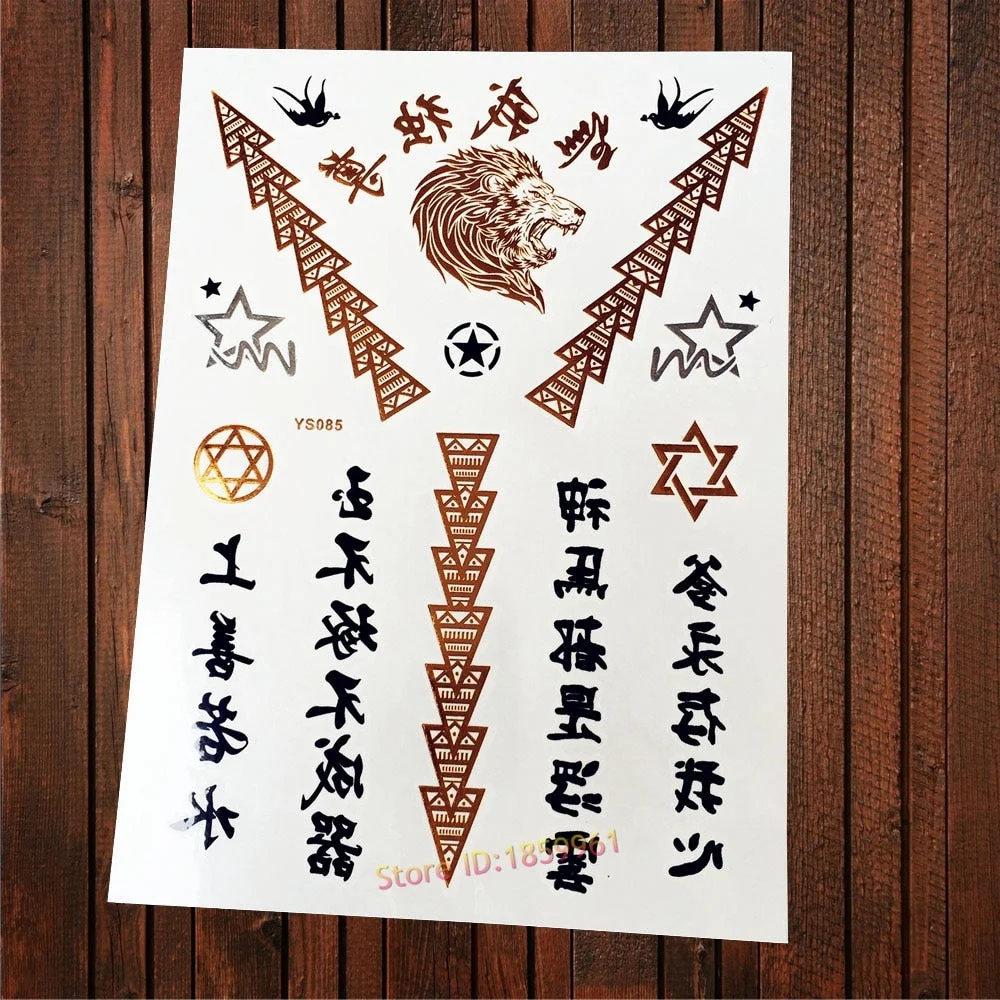 Sexy Leopard Print Tattoo Gold Metallic Wing Design Temporary Tattoo Sticker Women Body Art Waterproof Fake Tatoo Decals AYS-125