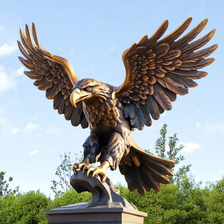 Garden Art Flying Bronze Eagle Sculpture