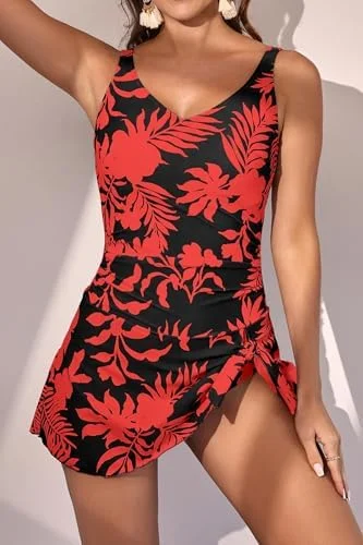 One Piece Tummy Control Swimdress for Women 