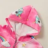 Kid Girl Unicorn Rainbow Print Allover Hooded Coat