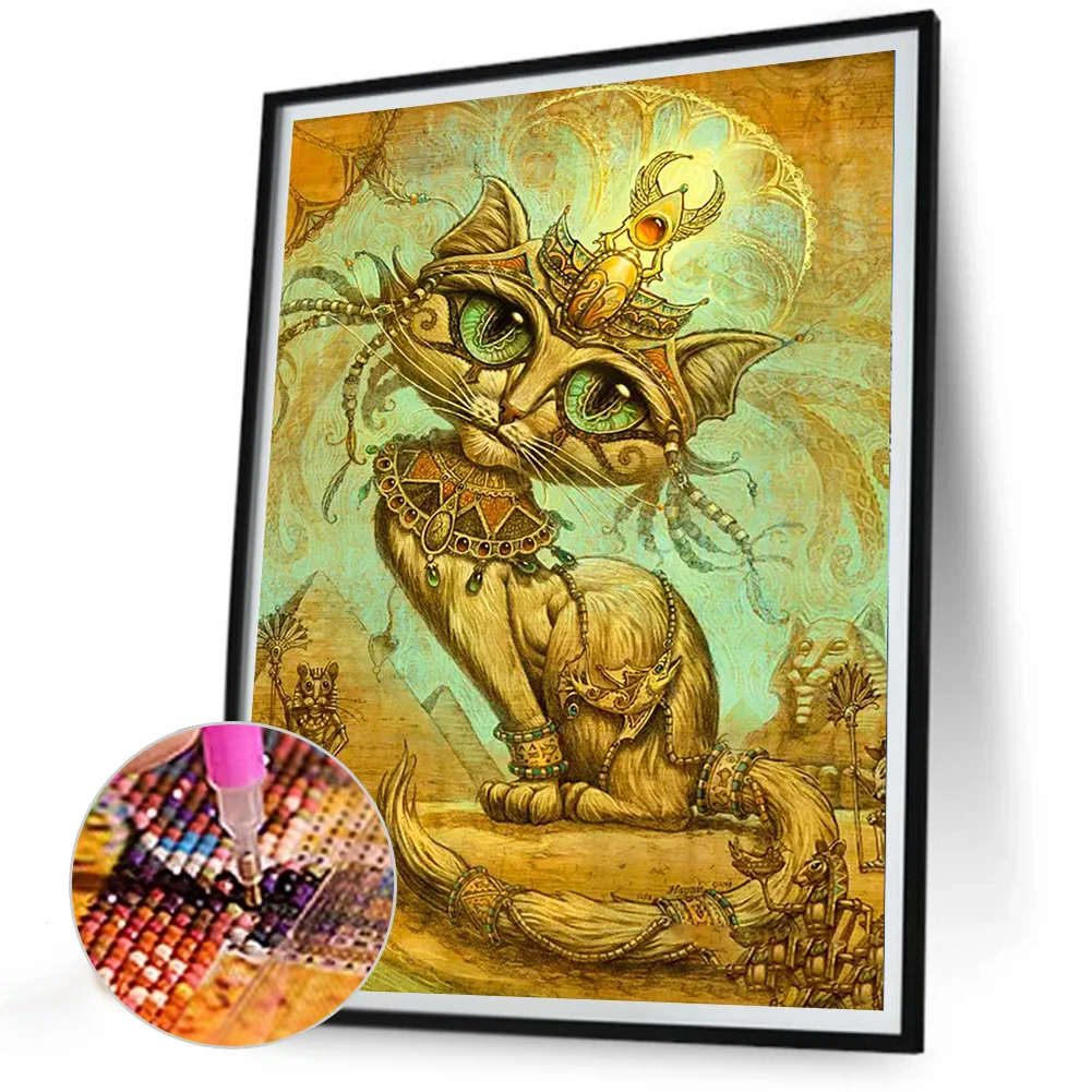 Diamond Painting - Full Round Drill - Egyptian Cat(Canvas|30*40cm)
