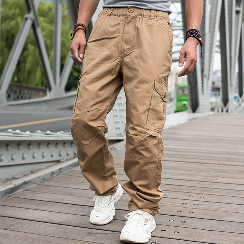 Casual Thin Cotton Straight-leg Multi-pocket Pants