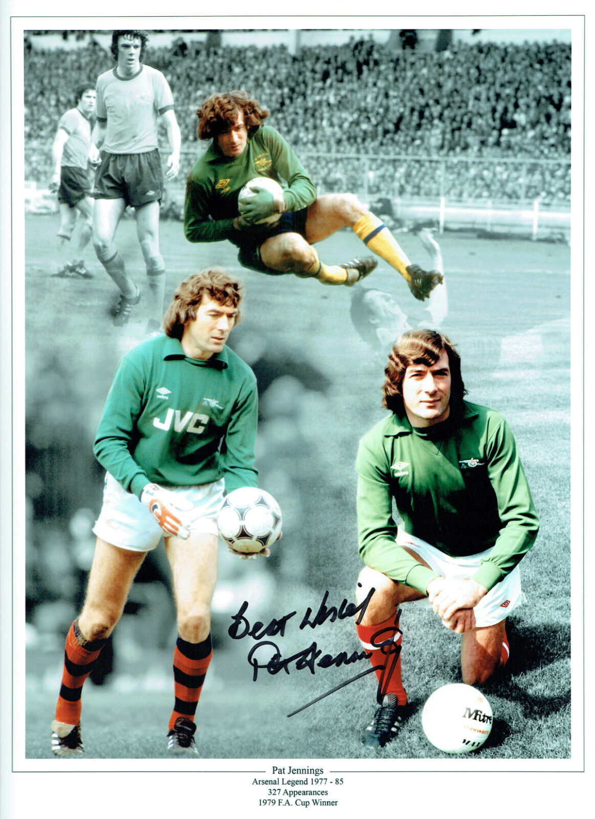 Pat JENNINGS Signed Autograph ARSENAL Montage 16x12 Photo Poster painting AFTAL COA