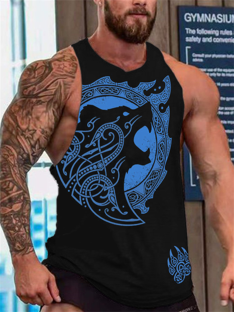 Men's Berserker Celtic Bear & Paw Print Tank Top wearshes