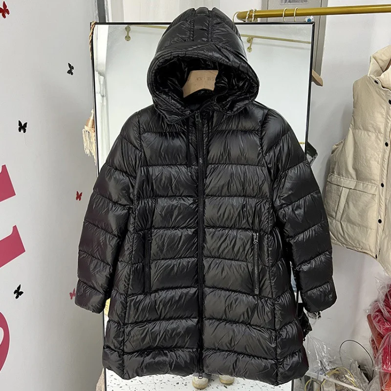 Pongl Autumn And Winter New High-End 90 White Duck Down Down Jacket Female In Long Hooded Show Thin Reduce Age Ins Coat Tide