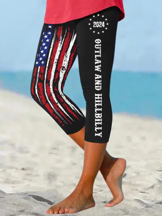 Women's Outlaw And Hillbilly Printed Cropped Yoga Leggings