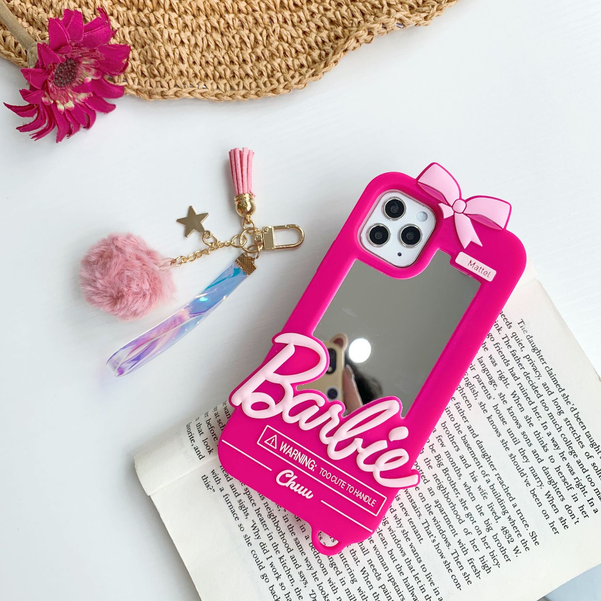 Kawaii Barbie iPhones Case Cover with Mirror and Pendant - Kuru Store