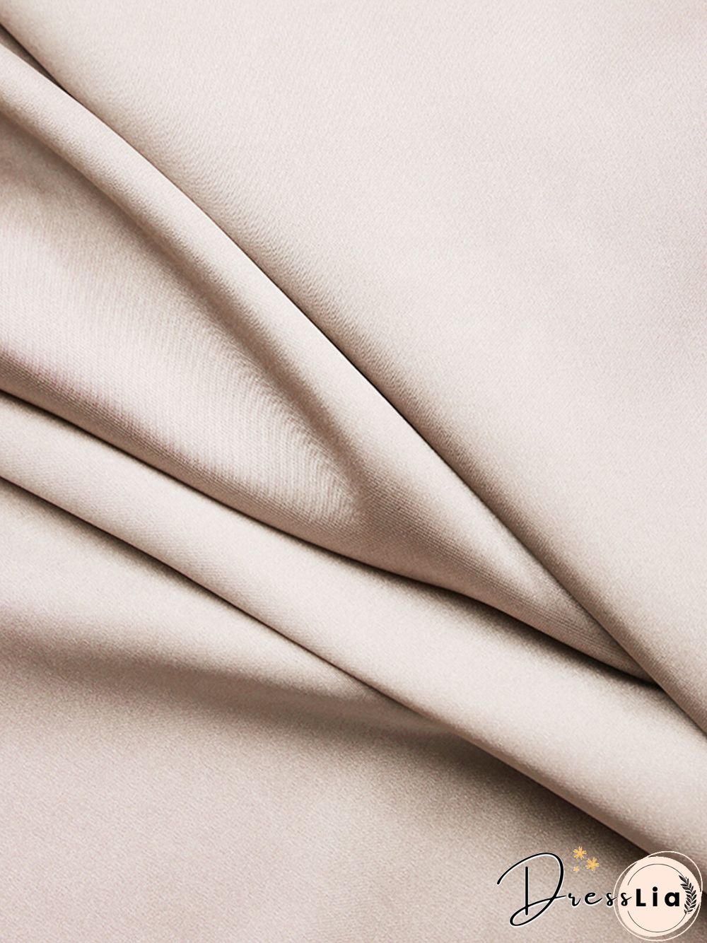 Solid Color Patchwork Puff Sleeves V-neck Satin Casual Dress