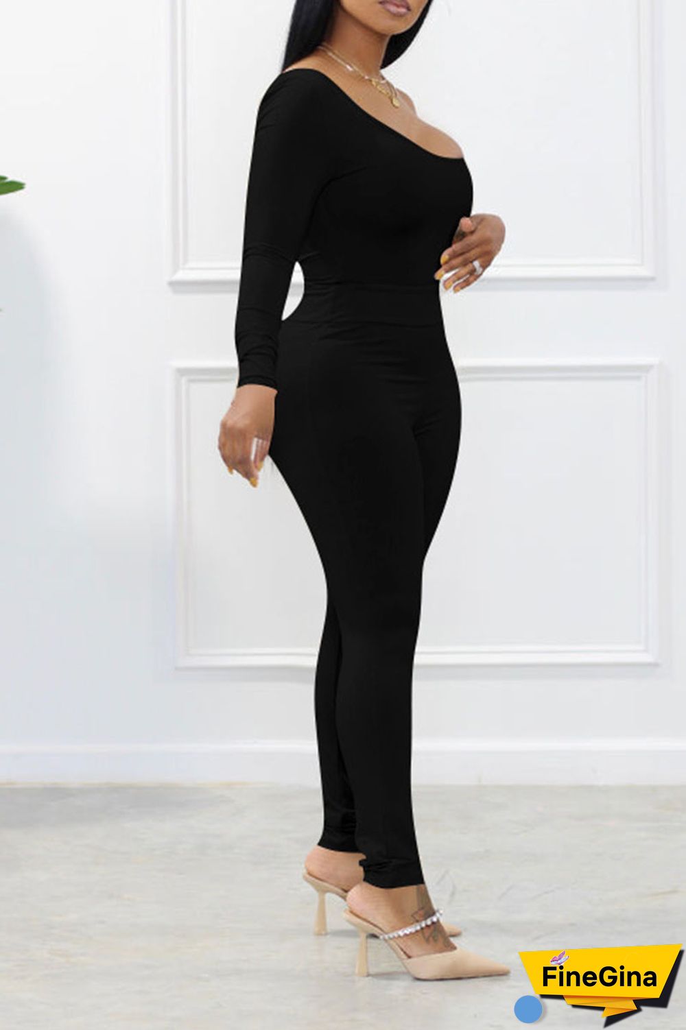 Red Sexy Solid Patchwork Oblique Collar Long Sleeve Two Pieces