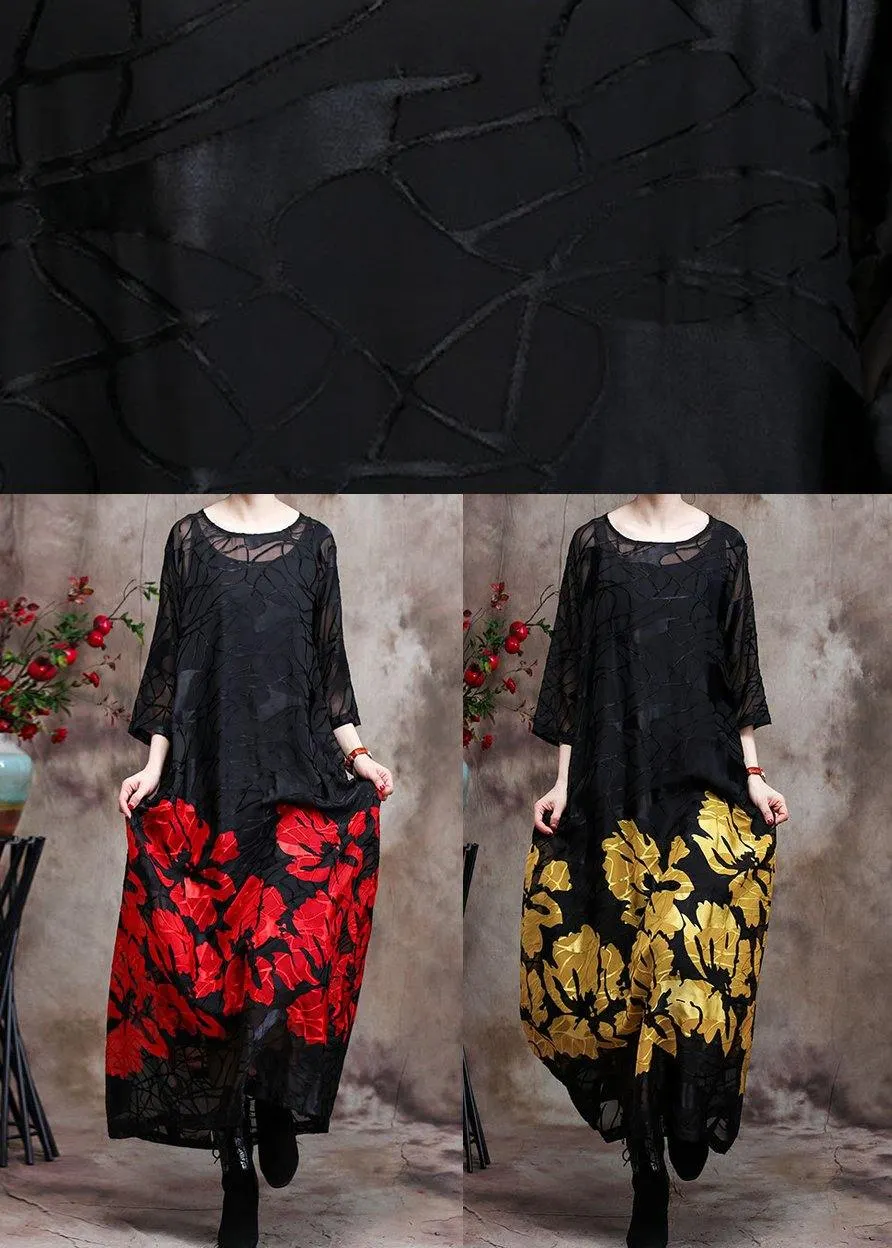 Elegant Red O Neck Two Pieces Vestidos Maxi Dresses