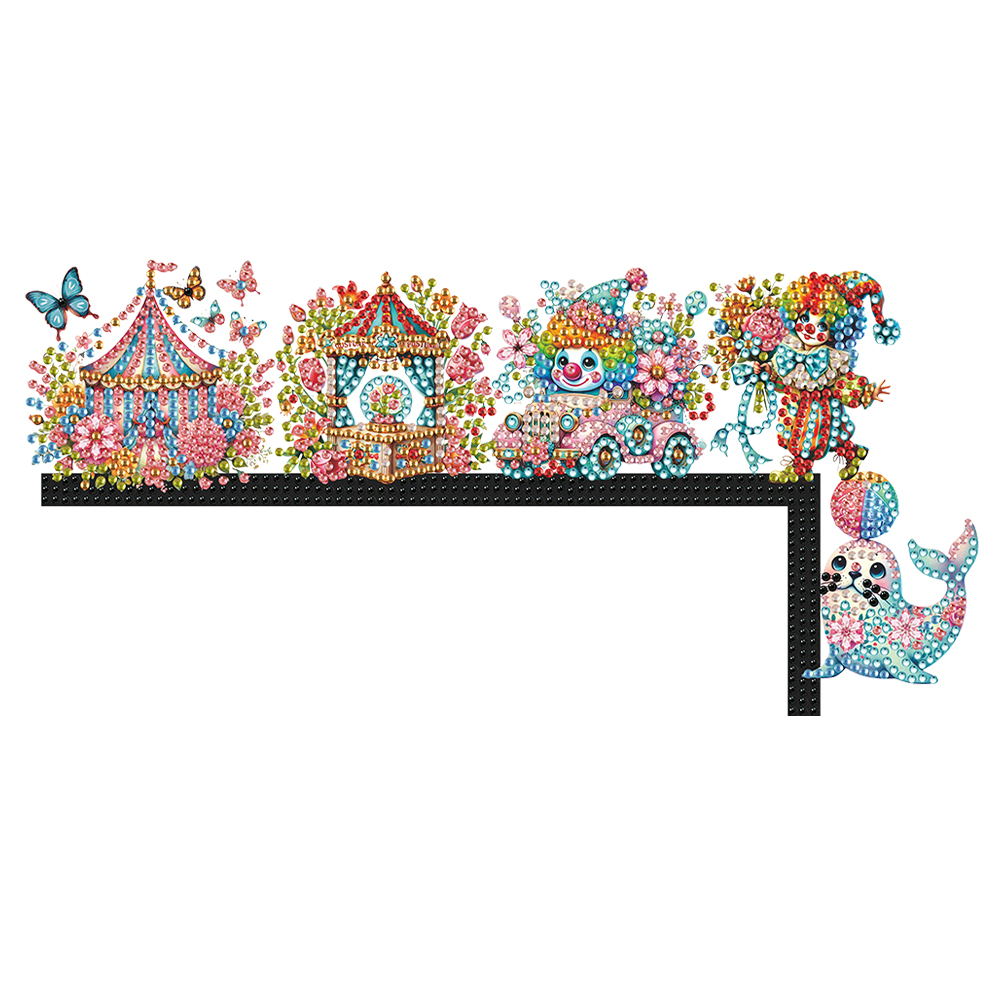 Circus 5D DIY Diamond Painting Wooden Door Topper for Indoor Outdoor Wall