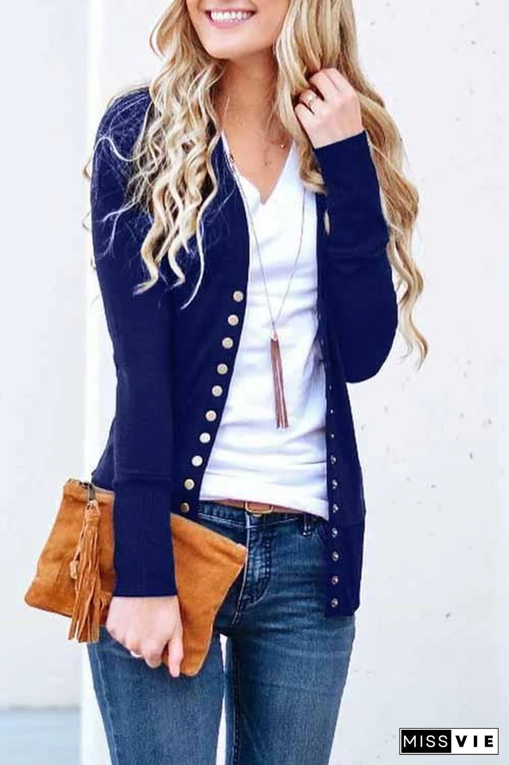 Long Sleeves Buttons Design Cardigan Tops(7 Colors)