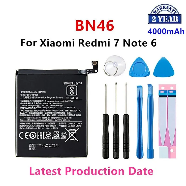 100% Orginal BN46 4000mAh Battery For Xiaomi Redmi 7 Redmi7 Redmi Note 6 Redmi Note6 Note8 Note 8 BN46 Batteries +Tools