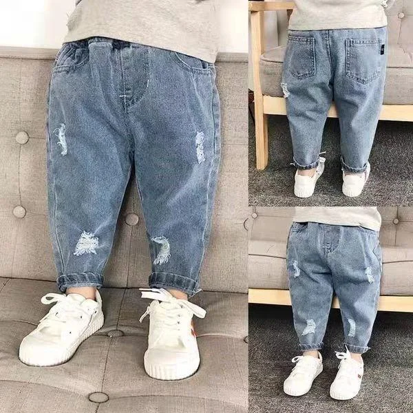 Fashion Spring Autumn Sports Jeans Girls Casual Pants 3-8Y Print Child Trouser Elastic Waist Kid Leggings School High Quality