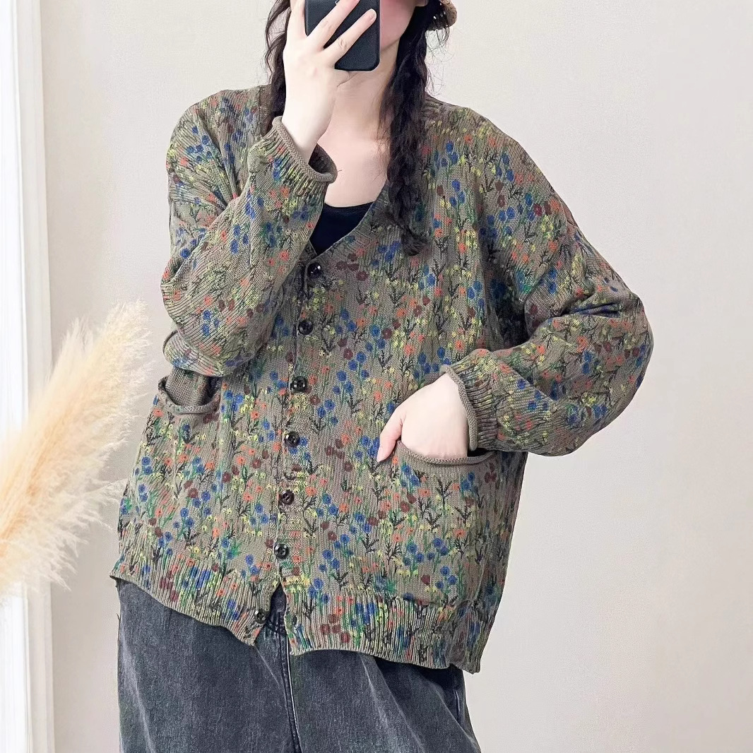 Chicfifth Sweater Women Winter Long Sleeve High Quality Autumn Vintage Top Knitted Cardigan