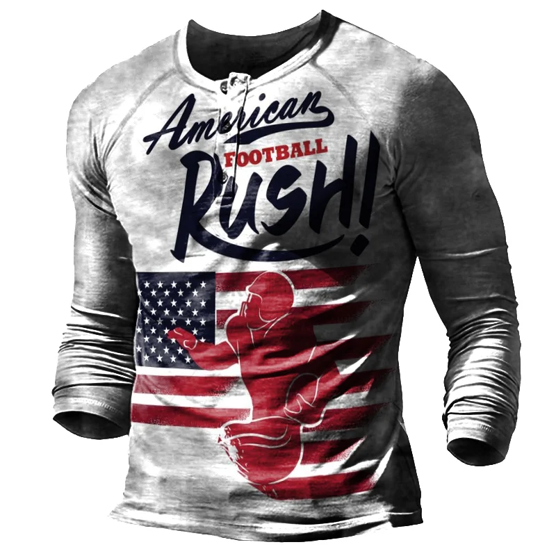 American football rush printed long-sleeved henley / [viawink] /