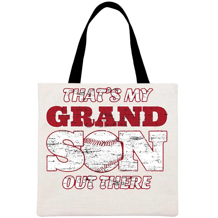 That's My Grandson Out There Printed Linen Bag-Annaletters