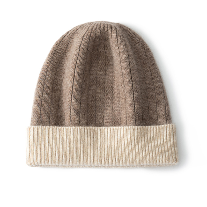100% Cashmere Patterned Beanies Stripes REAL SILK LIFE