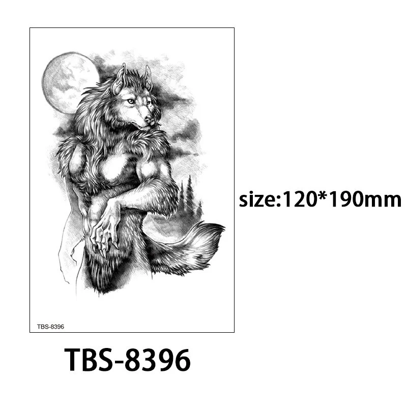 Sdrawing Forest King Animal Tattoo Sticker for Men Tiger Skull Skeleton Fake Tattoo for Women Wolf Tattoo Temporary Waterproof