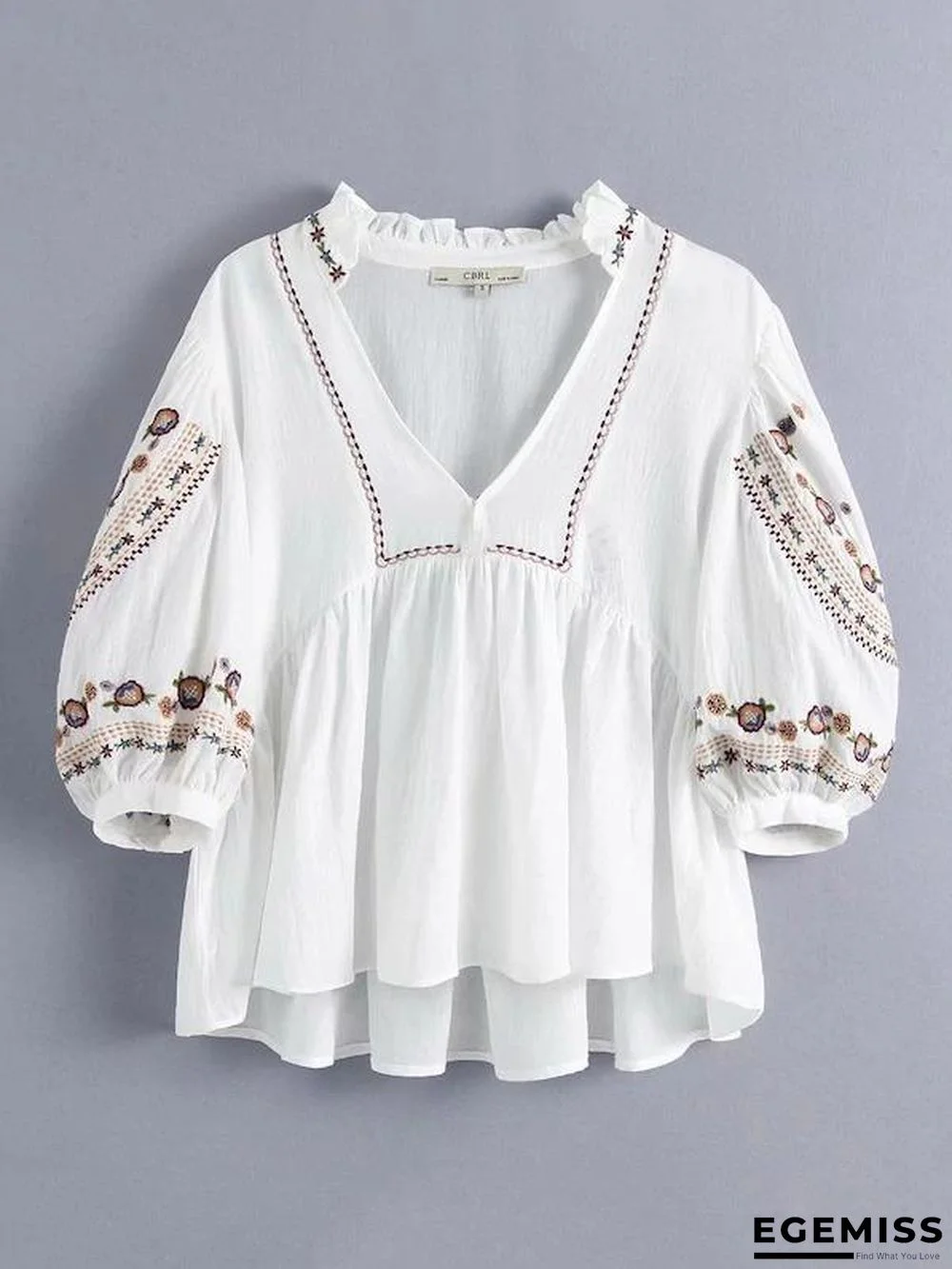 Floral Embroidery Peplum Blouse | EGEMISS