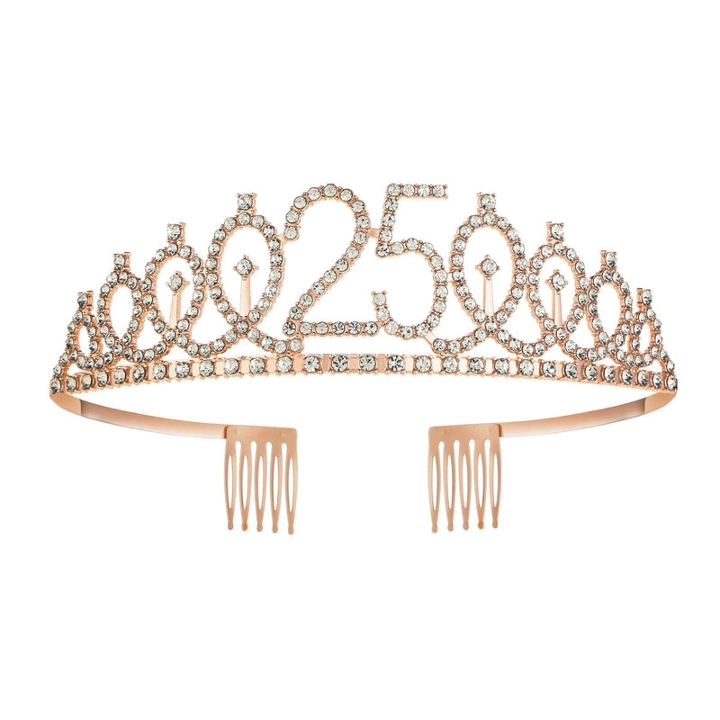 Women’s IG Style Shiny Number Crown Alloy Hollow Out Inlay Rhinestones Crown