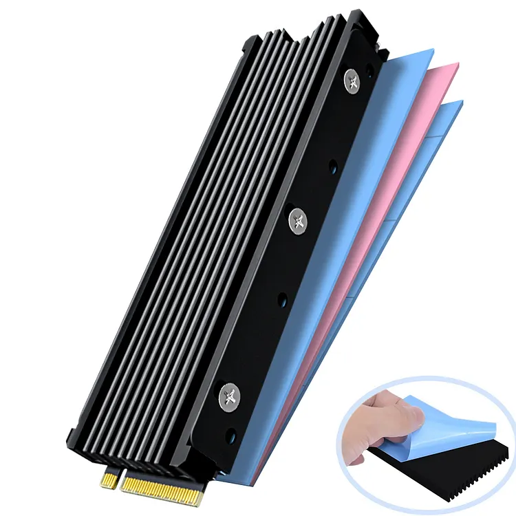 Aluminum Heatsink For M.2 NGFF NVMe PCIe 2280 SSD – With Thermal Pads